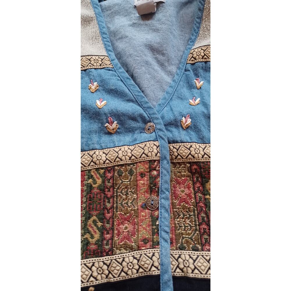 VTG Paul Harris Design Patchwork Embroidered Deni… - image 5